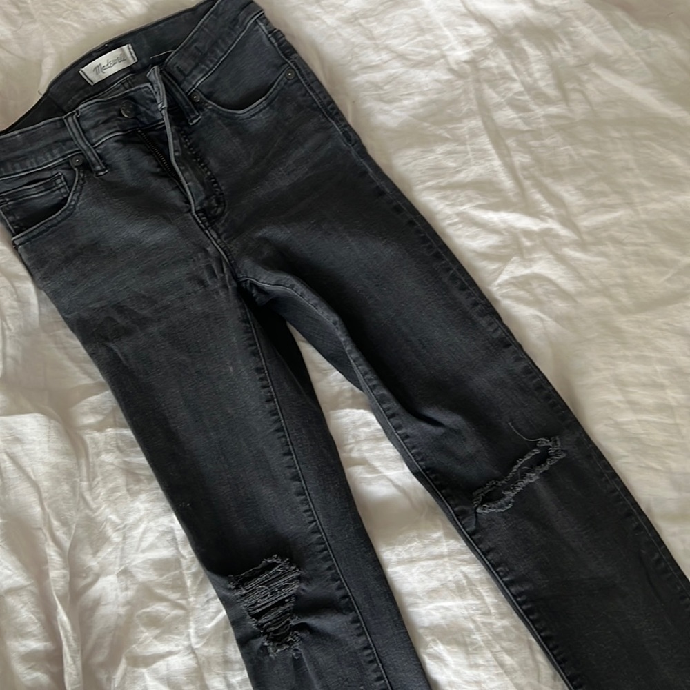 Madewell distressed grey hi-rise jeans